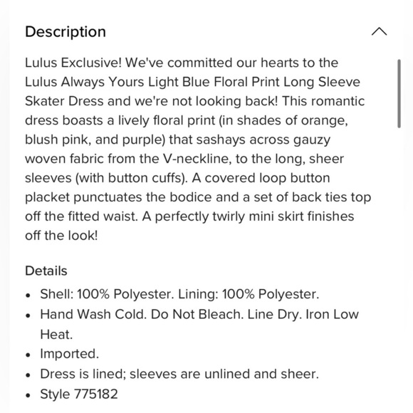 Lulu’s Always Yours Light Blue Floral Print Long Sleeve Skater Dress Size XL NWT - Picture 4 of 12